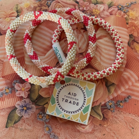 Aid Through Trade Flamingo Set Three Bracelets NWT + 4 Just Added Silver/Black - Picture 3 of 9